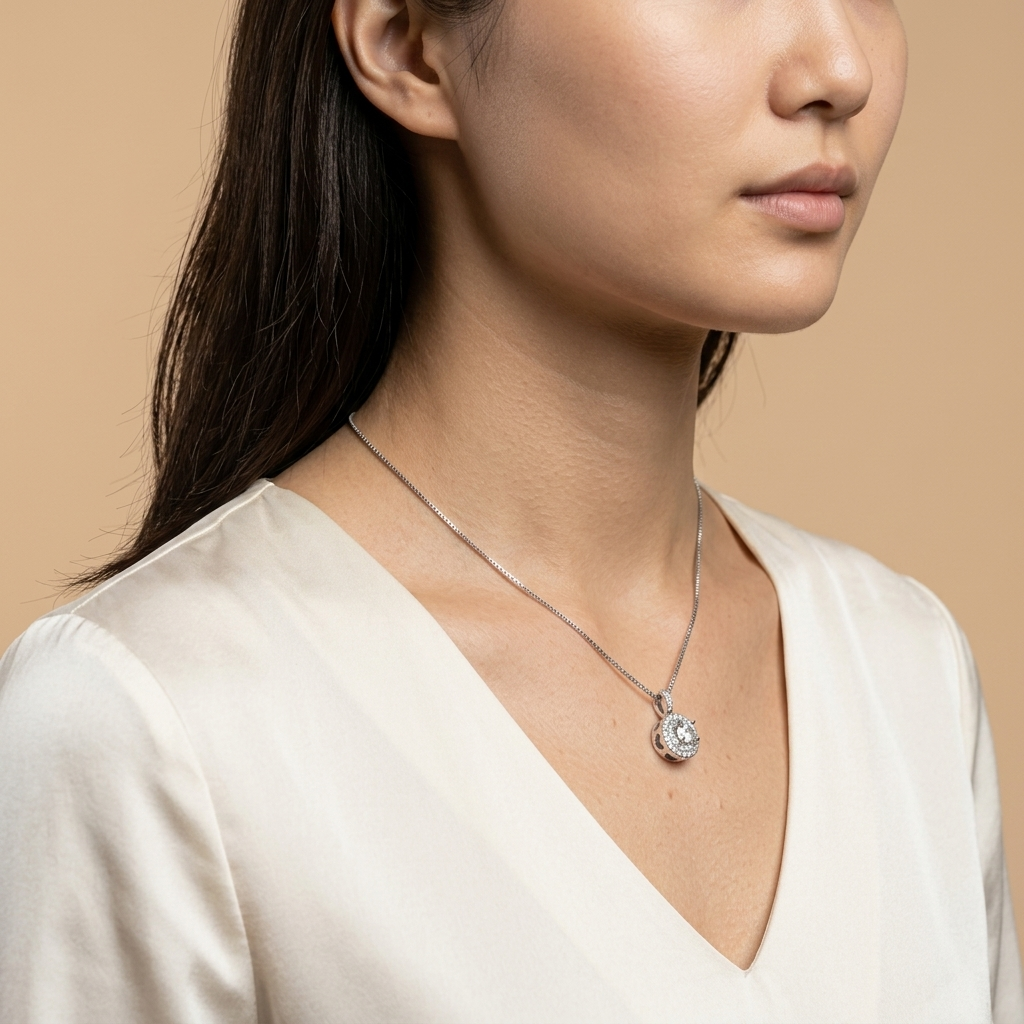 Elara Halo Pendant Necklace
